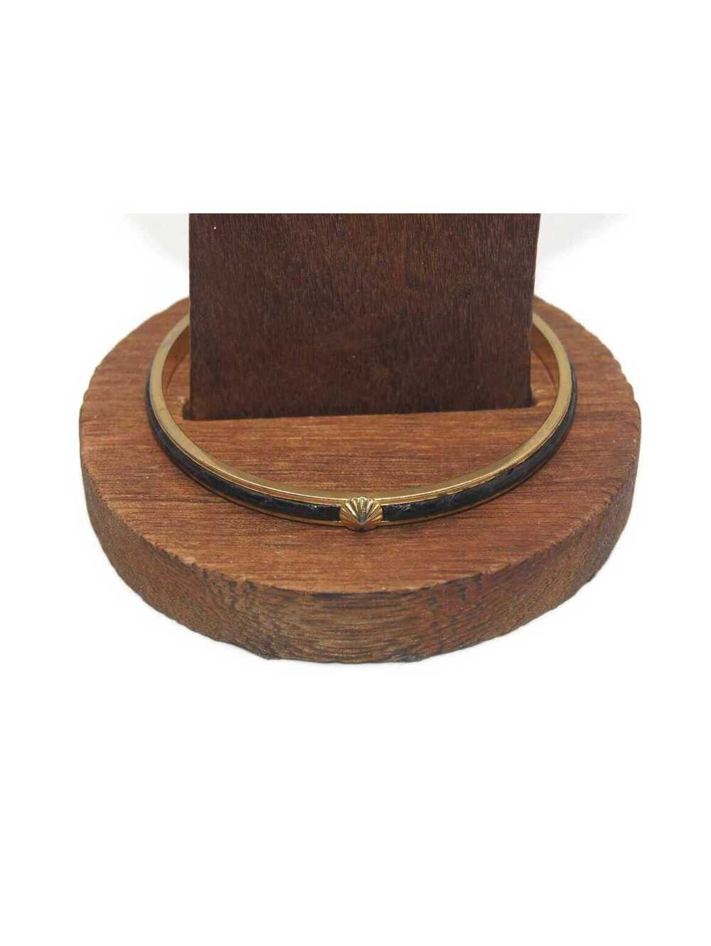 Vintage Gold Tone and Black Plastic 8 Inch Bangle Bracelet.